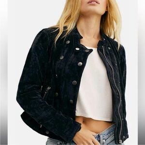 Free People Dusk Til Dawn Velvet Moto Jacket